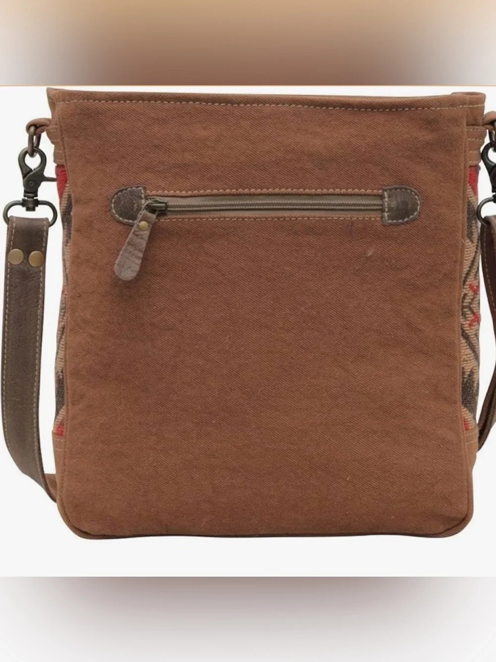Myra Bag Carolina Shades Western Leather Bag Upcycled Canvas Crossbody Bag